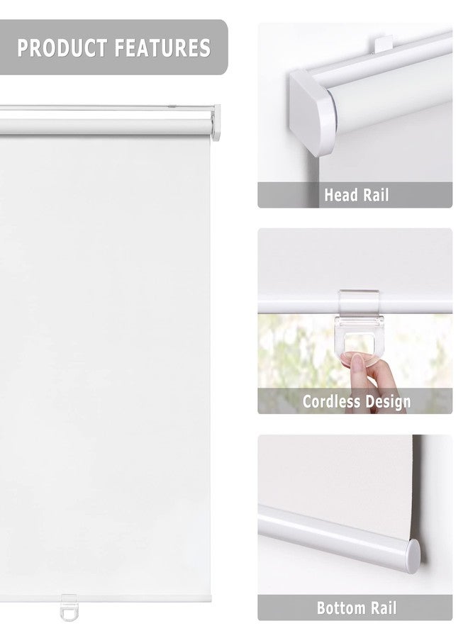 LazBlinds No Tools No Drill Cordless Roller Shades, 100% Blackout Roller Blinds for Windows, Thermal Insulated UV Protection Waterproof Roll Up Window Blinds and Shades, 26'' W x 72'' H, White - Image 3